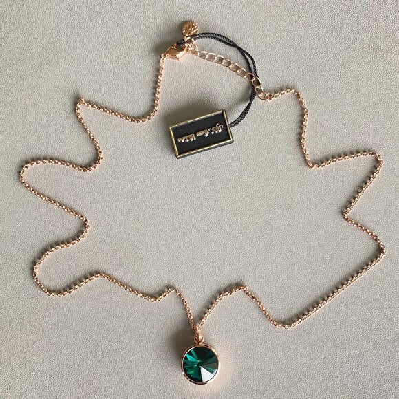 Butler Emerald Green Crystal Rose Gold Tone Necklace​ - Picture 3 of 9